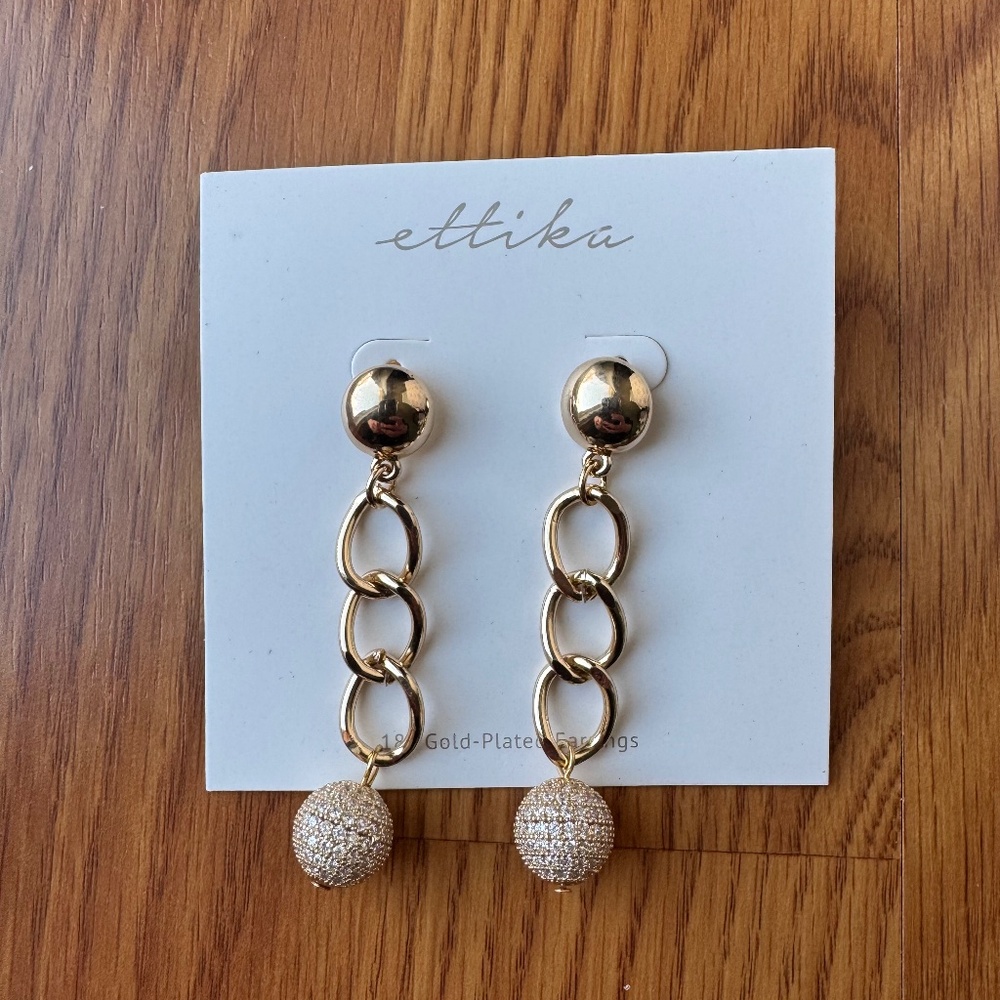 NEW Ettika Crystal Ball Drop Earringd